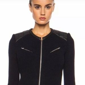 IRO Ceylona Lamb Leather Zipper Sweater Blazer